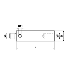M5 алюминиевый удлинитель щупа, L 40 мм, D 20 мм, для систем ZEISS A-5555-0130