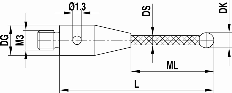 M3 XXT шарик из нитрида кремния Ø8 мм, стержень из углепластика, L 125 мм, ML 125 мм, для систем ZEISS A-5555-3874